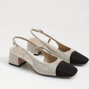Sam Edelman Tarra Glitz Rhinestone Slingback Heels (Black/Ivory, Never Worn)
